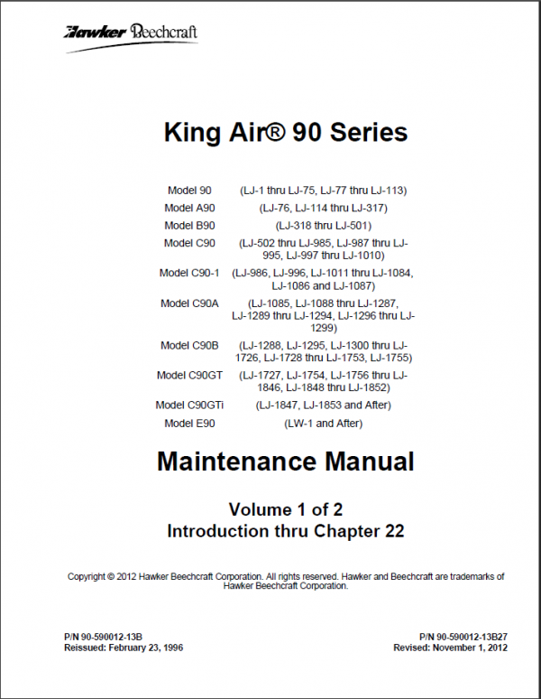 King Air 90 Maintenance Manual