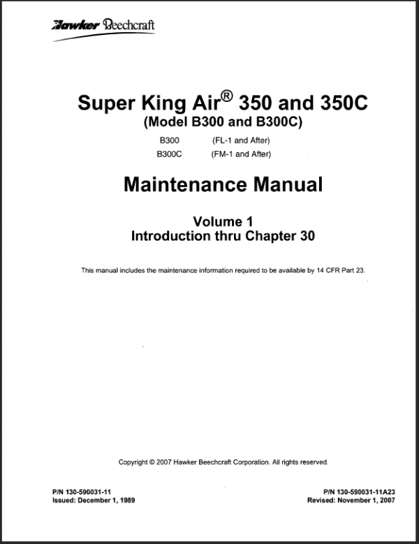 King Air B300/350 Manual Downloads