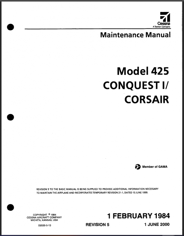 Cessna 425 Conquest I Aircraft Manuals Download