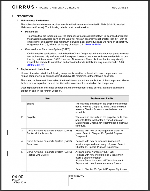 SR20 Cirrus Maintenance Manual Download