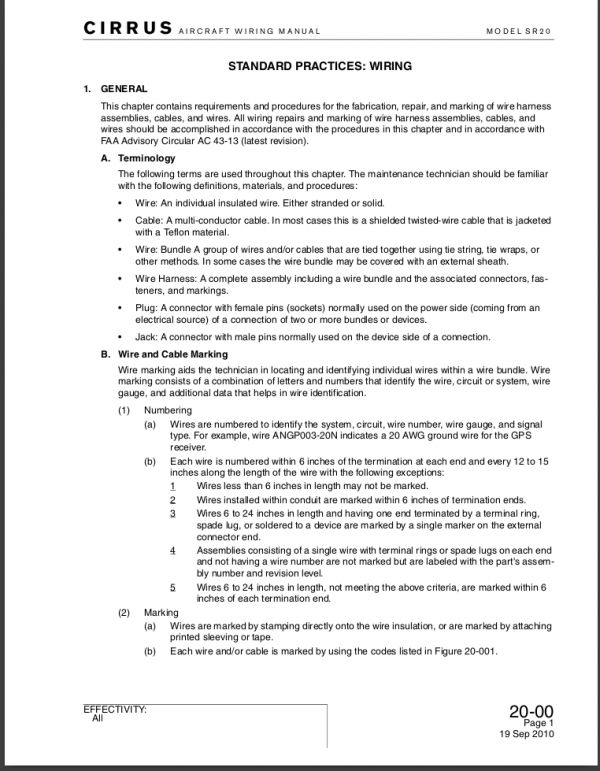 Cirrus SR20 Wiring Diagram Manual Download