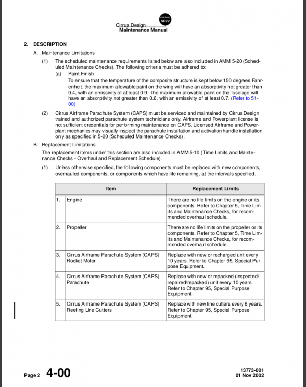 Cirrus SR22 Maintenance Manual Download